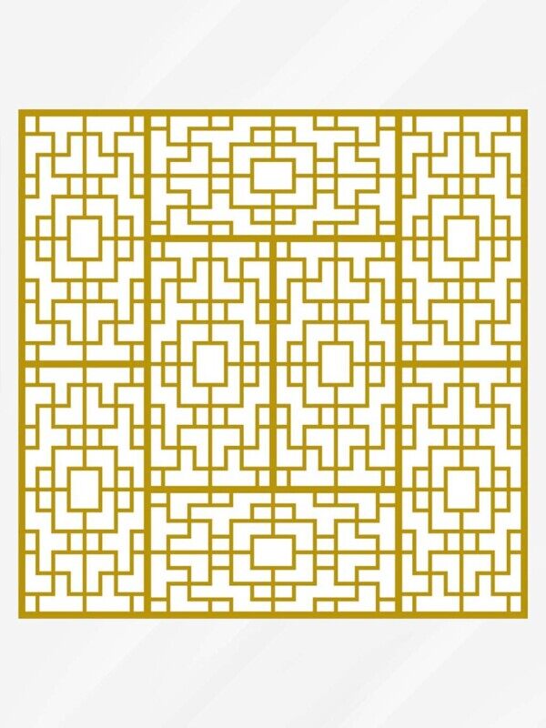 黄金色古风方块多边形屏风背景造型