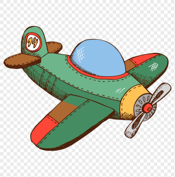 军绿色手绘飞机螺旋桨手账贴纸形状