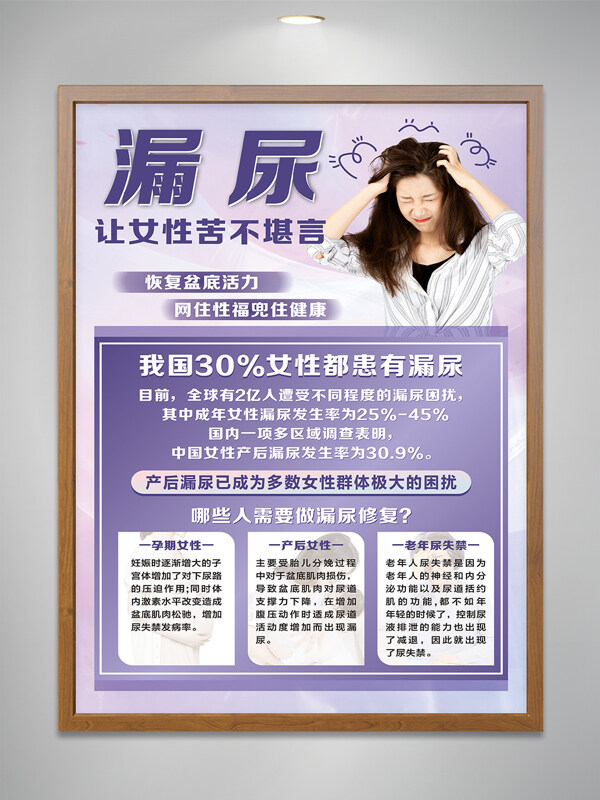 紫色主题女性健康产后康复医疗展板