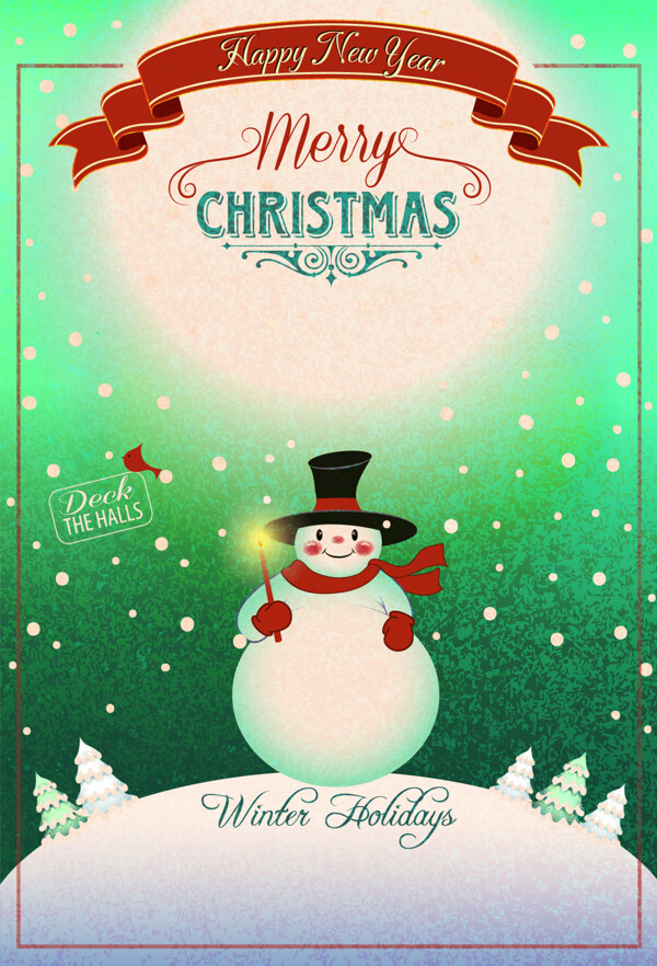 雪球雪人点点圣诞节海报背景