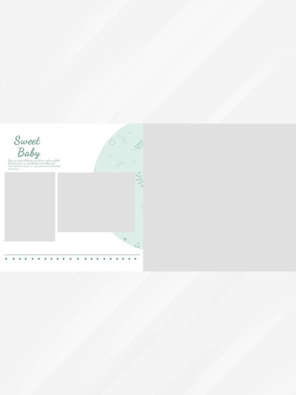 方形左右平面三宫格卡通甜蜜小宝宝绿色样机排版