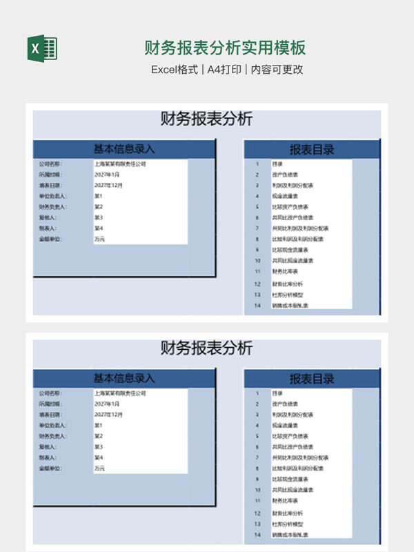 财务报表分析实用模板