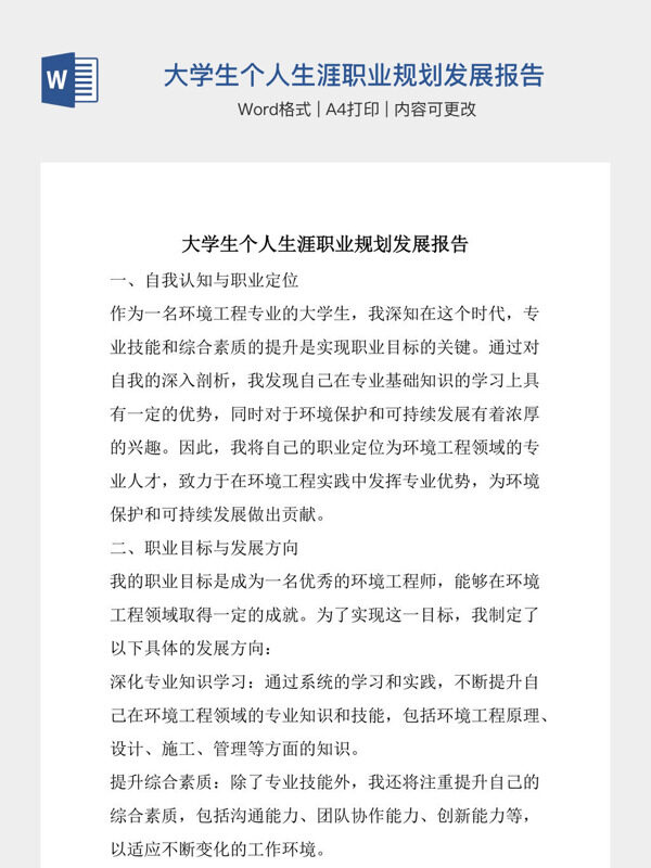 大学生个人生涯职业规划发展报告
