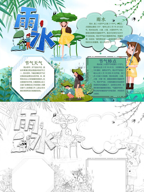 精美雨水节气特点手抄报