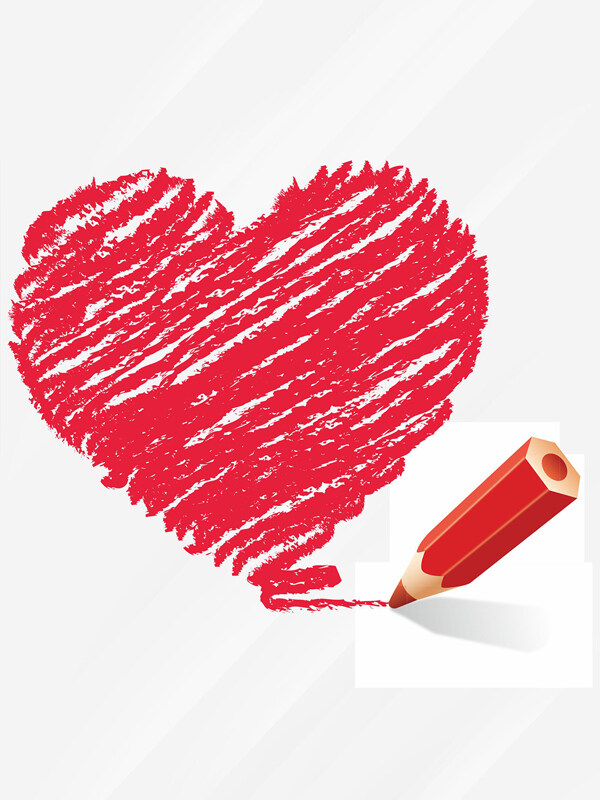 创意涂鸦风粉色爱心心形图案