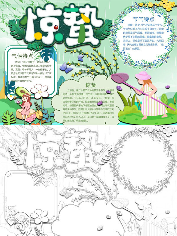 惊蛰节气特点手抄报