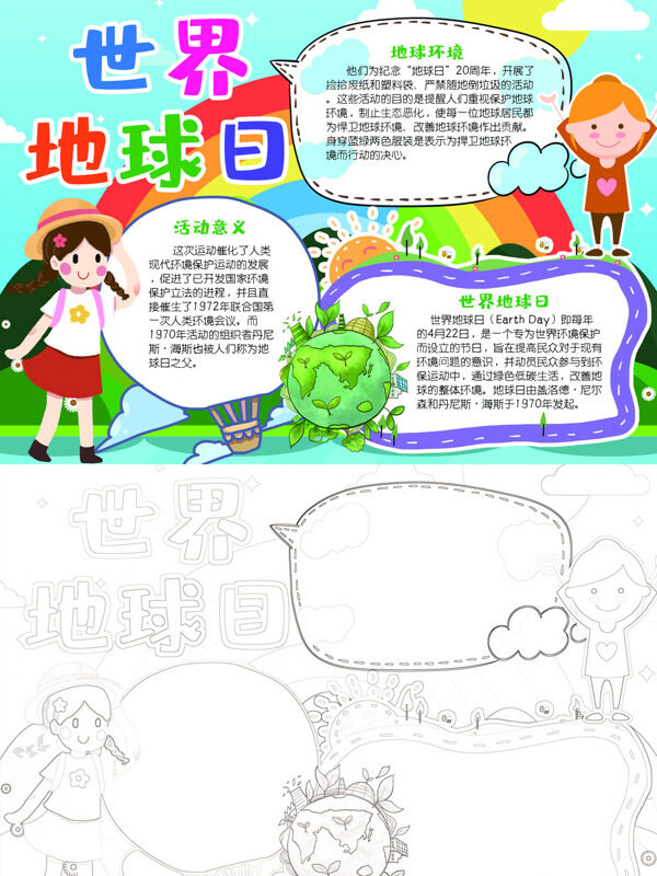 世界地球日环保意义与活动手抄报