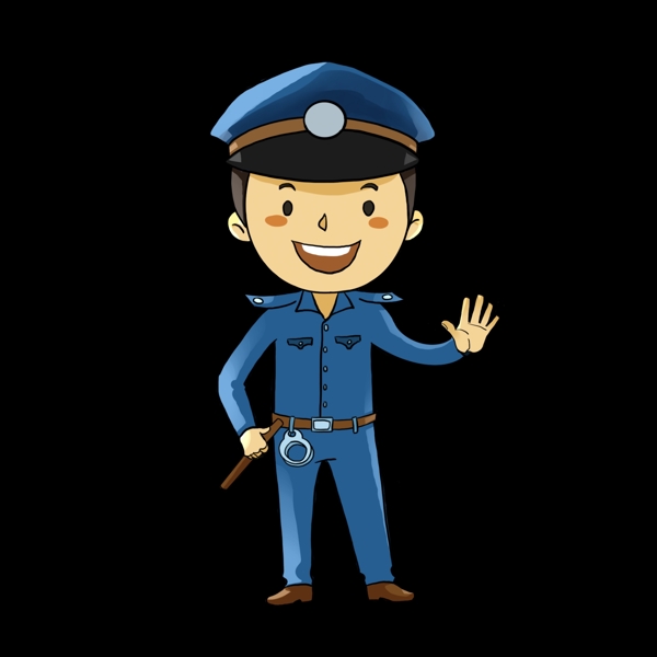 微笑的警察装饰插画