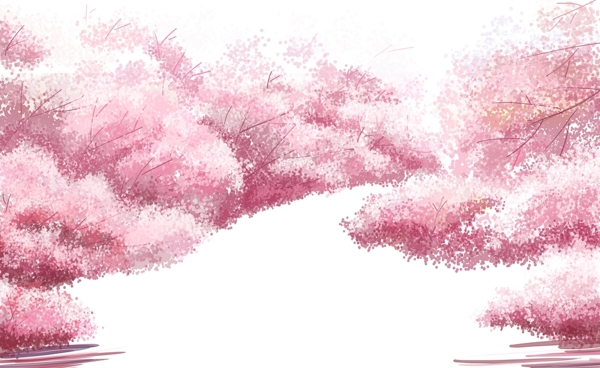 樱花花海插画清新粉色海报素材