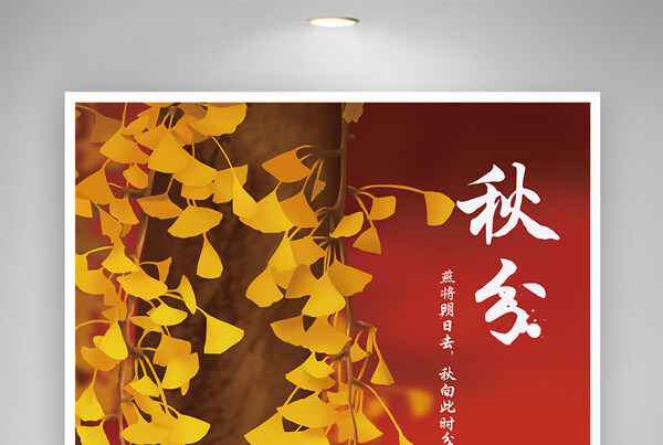秋分中国传统节气宣传海报