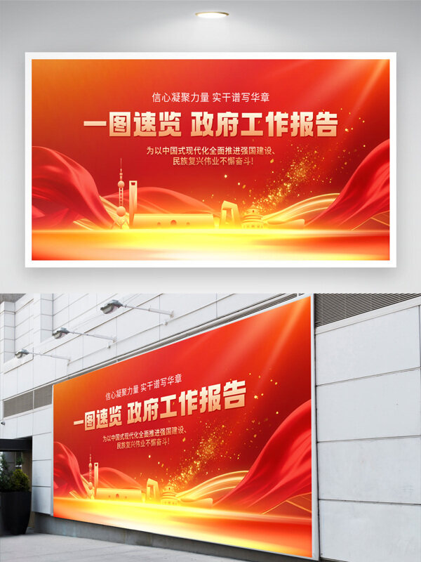 信心凝聚力量实干谱写华章工作报告展板