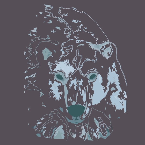 印花矢量图T恤图案动物熊版画效果免费素材