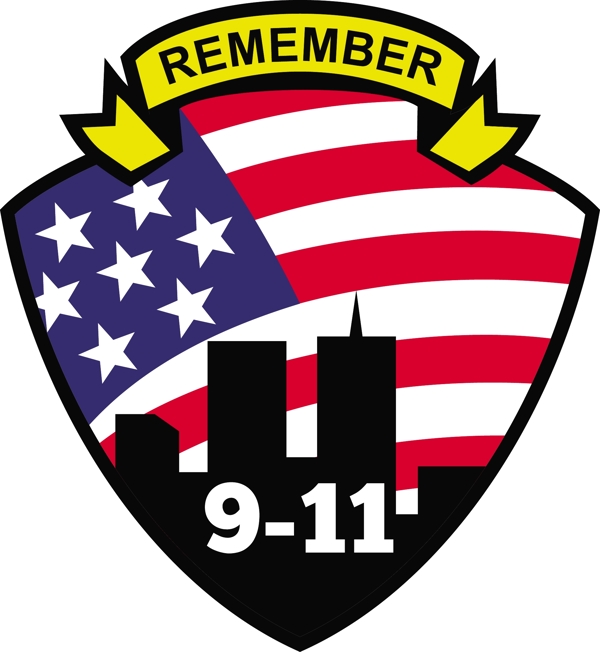 911世界贸易中心的美国国旗盾牌