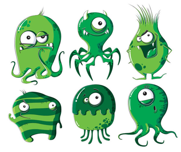 一群绿色怪物图片