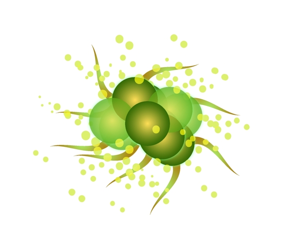 绿色的毛球细菌插画