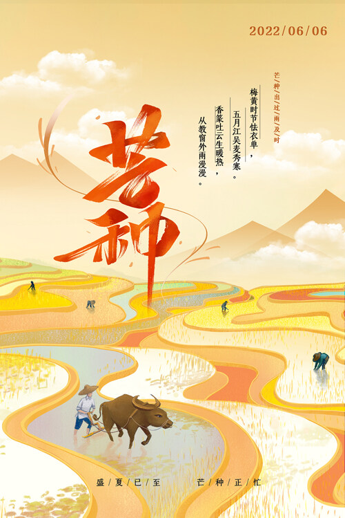 芒种节气创意手绘风宣传海报