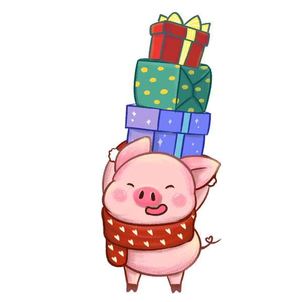 新年快乐送礼物粉红猪猪