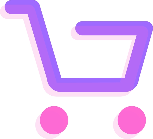 粉紫色荧光购物车矢量图标