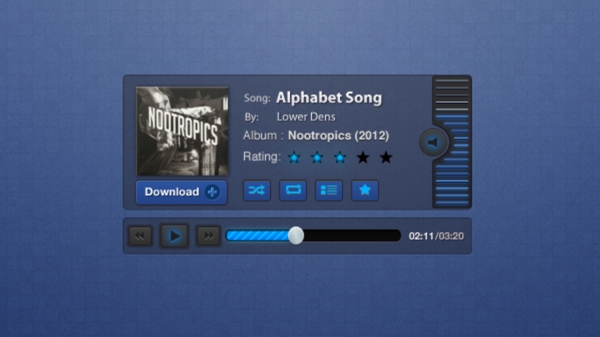 音乐播放器psd设计模板