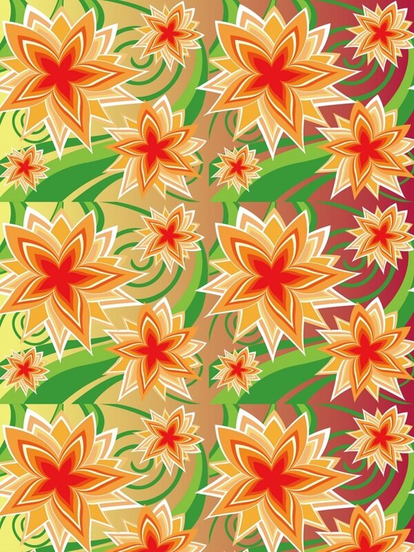 传统 欧式俄式花卉底图底纹  图案背景贴图 渐变底五星花