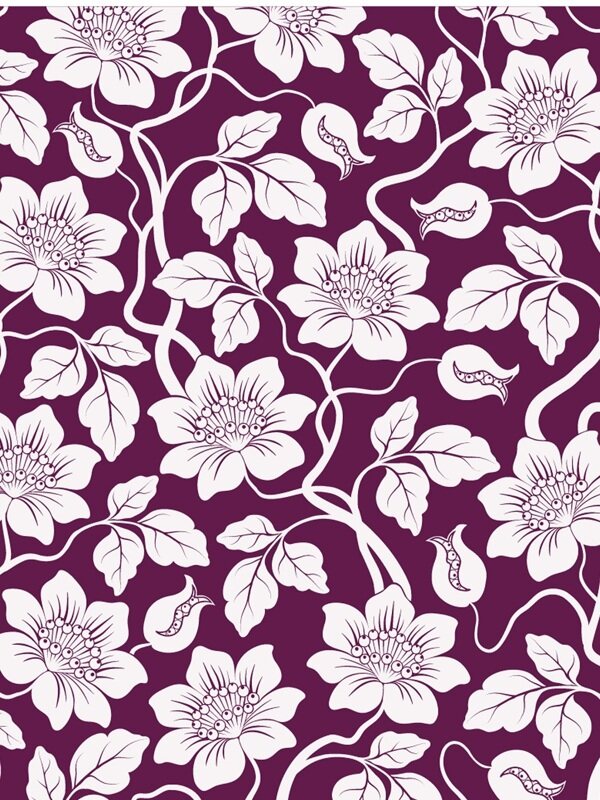 传统 欧式俄式花卉底图底纹  图案背景贴图 紫底白色向阳花