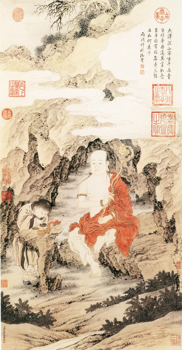 国画人物山水画图片