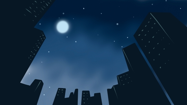 卡通城市星空背景设计