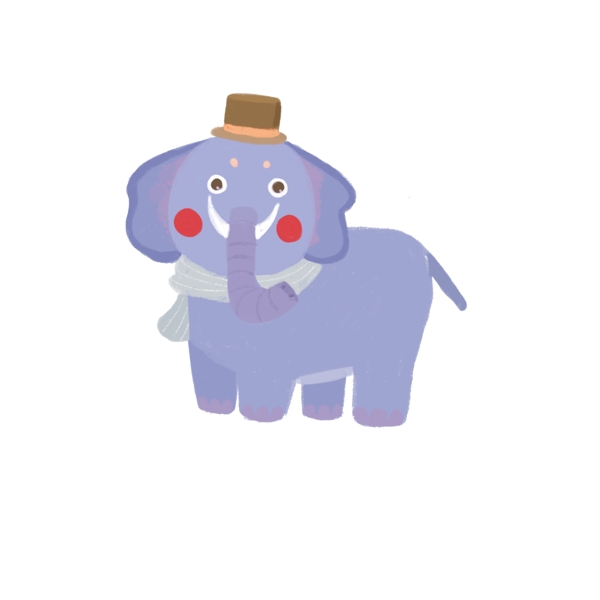 手绘卡通动物大象可商用