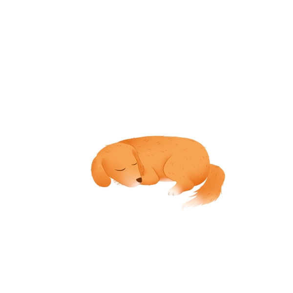 手绘一只趴着睡觉的狗子动物设计