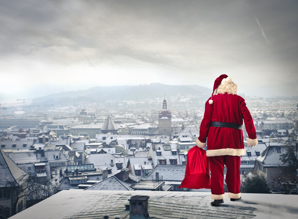 屋顶的圣诞老人图片