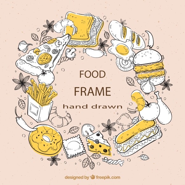 美味食物圆形框架图片