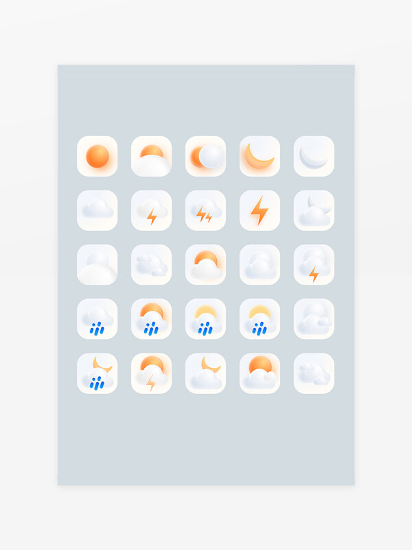 扁平原创立体精选天气icon图标