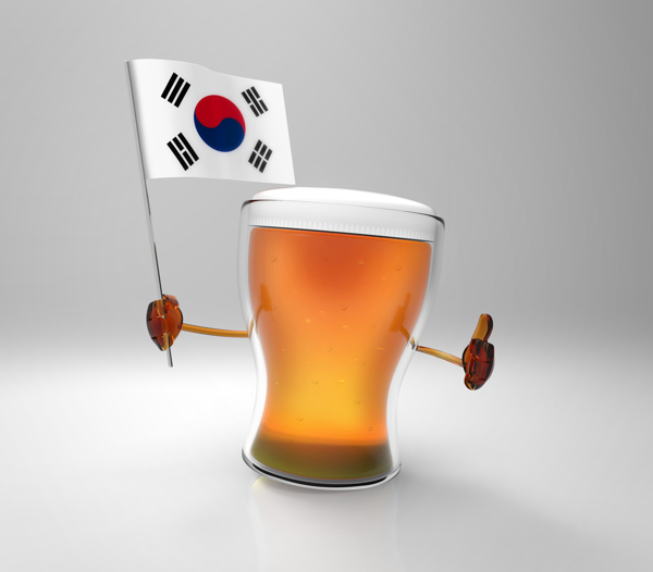 韩国国旗与啤酒图片