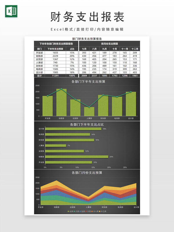 黑色部门财务支出预算报告表