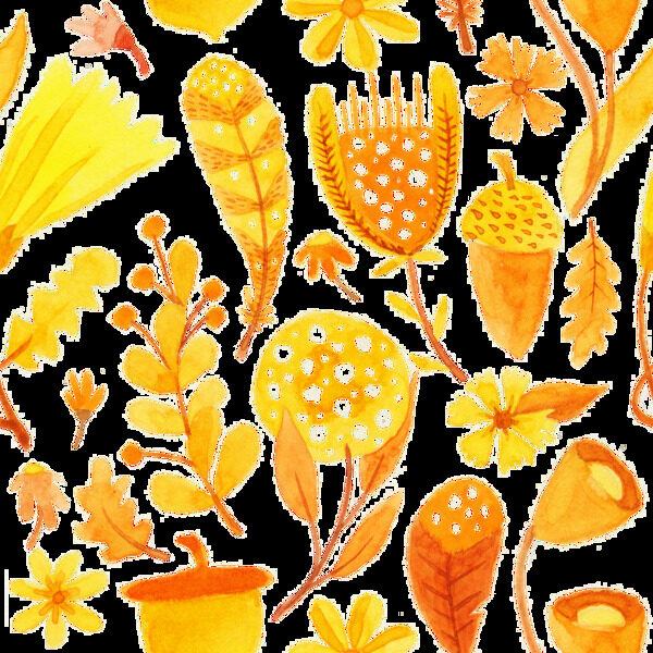 时尚金色植物卡通透明素材